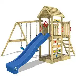 Spielturm Wickey Klettergerüst MultiFlyer Holzdach mit Schaukel