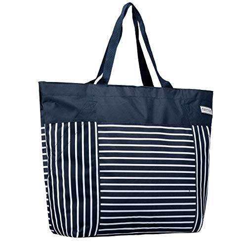 Strandtasche anndora XXL Shopper Navy blau weiß – 40 Liter