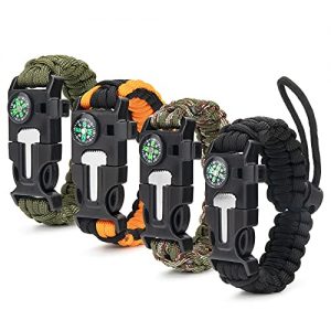 Survival-Armband ceuao Survival Armband Kit 4er-Set