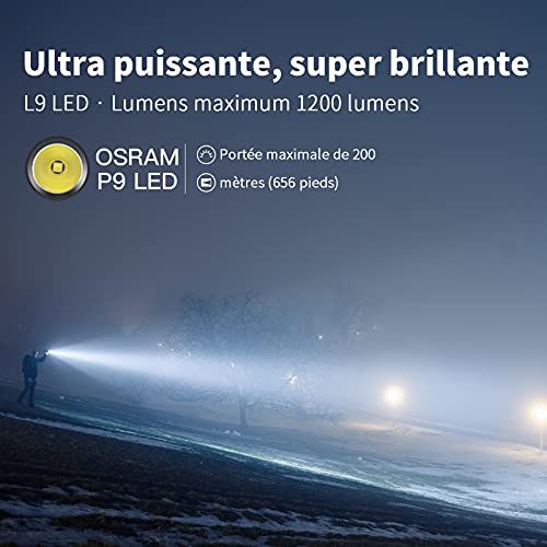 Taschenlampe 1000 Lumen WUBEN L50 Taschenlampe LED 1200