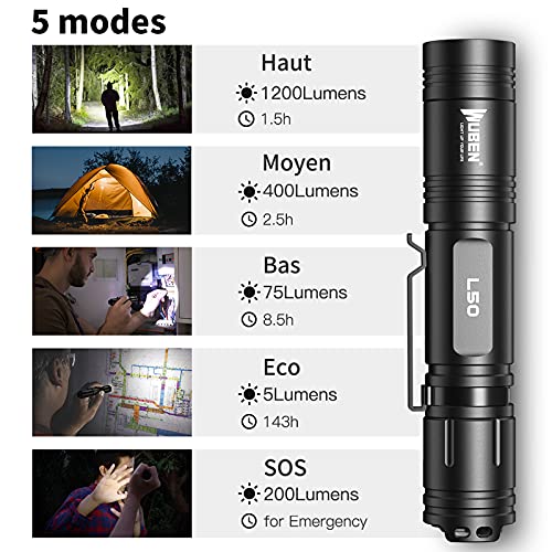 Taschenlampe 1000 Lumen WUBEN L50 Taschenlampe LED 1200