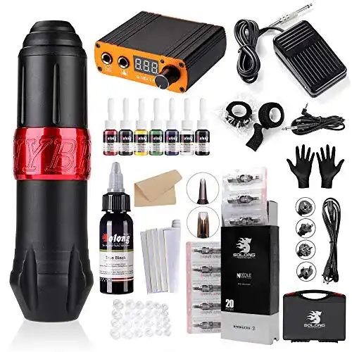 Tattoomaschine-Set Solong Tattoo Hybrid-Drehstift 5 Tinten