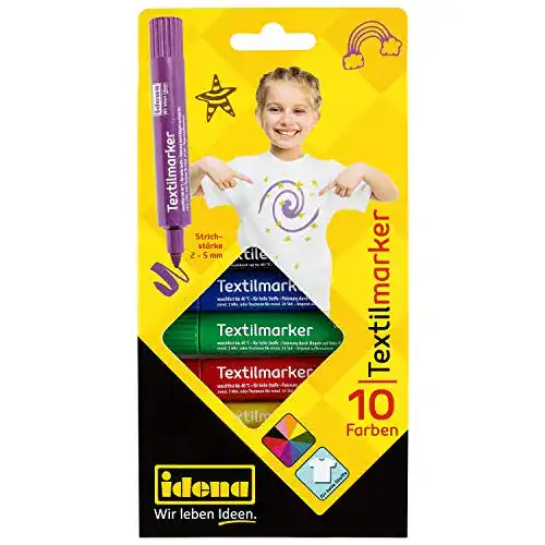Textilstifte Idena 60035 – Textilmarker für helle Stoffe, 10 in Farben