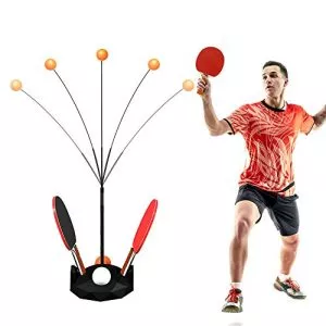 Allenatore di ping pong CestMall Soft Shaft Allenatore di ping pong Set da ping pong portatile con 2 racchette e 6 palline da allenamento