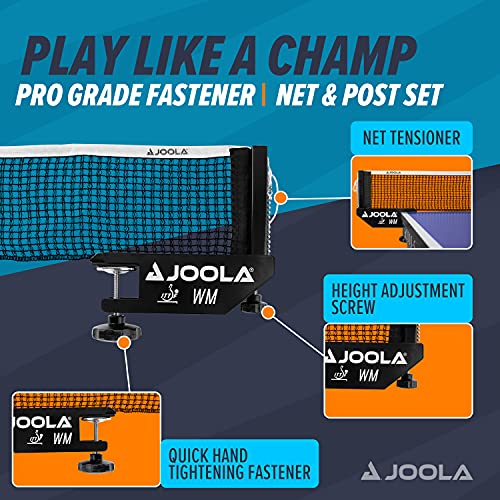 Tischtennisnetz JOOLA TT-Netzgarnitur WM ITTF Zulassung für Wettkämpfe – Höhenverstellbar mit Feststellschraube