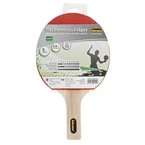 TischtennisschlÃ¤ger Kinder Idena 7423509 – Tischtennisschläger Junior, mit Griff aus Holz und Gummibelag