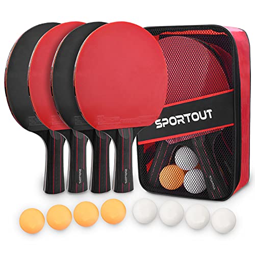 TischtennisschlÃ¤ger-Set Sportout Tischtennisschläger Set, 4 Tischtennis-Schläger + 8 Tischtennisbälle Tischtennis Schläger Set