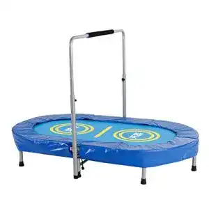 Trampolin oval L.TSA Trampoline Blau Oval Double Fitness Silent
