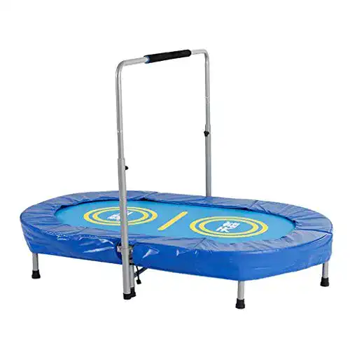 Trampolin oval L.TSA Trampoline Blau Oval Double Fitness Silent