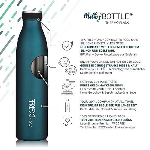 Trinkflasche 1 Liter 720°DGREE Edelstahl Trinkflasche “milkyBottle”