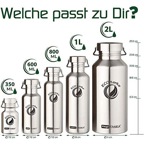 Trinkflasche 2 Liter ECOtanka megaTANKA Trinkflasche Edelstahl