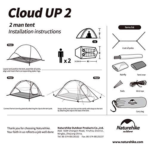 2-Personen-Zelt Naturehike Cloud up 2 Upgrade Ultraleichte Zelte