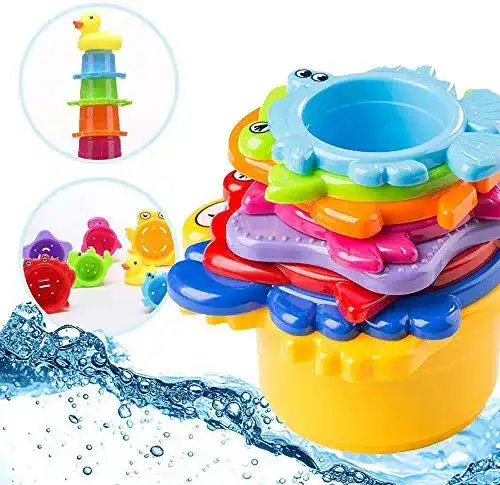 Badewannenspielzeug OleOletOy Kinder Set – 8X Stapelbecher