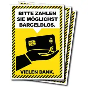 Bargeldlos-bezahlen-Schild CarGuys 3er Set Aufkleber DIN A6
