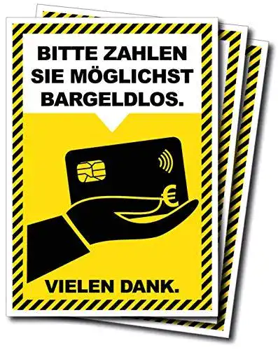 Bargeldlos-bezahlen-Schild CarGuys 3er Set Aufkleber DIN A6