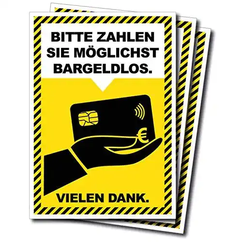 Bargeldlos-bezahlen-Schild CarGuys 3er Set Aufkleber DIN A6
