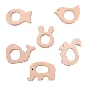 Beißring (Holz) Amasawa 6 stück Baby Beißring Spielzeug Hölzern