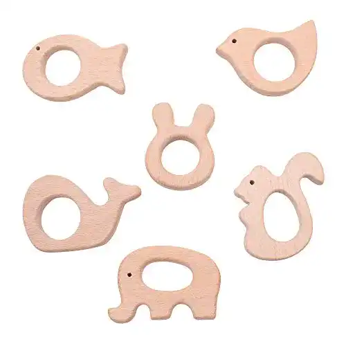 Beißring (Holz) Amasawa 6 stück Baby Beißring Spielzeug Hölzern