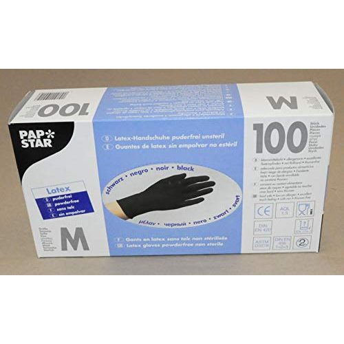 Einmalhandschuhe (M) PAPSTAR 10015 Handschuhe, Latex, schwarz