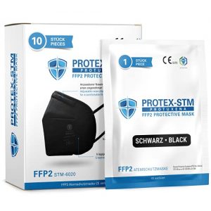 FFP2-Masken Schwarz Protuxena Protex-STM FFP2 Maske – 10 Stück