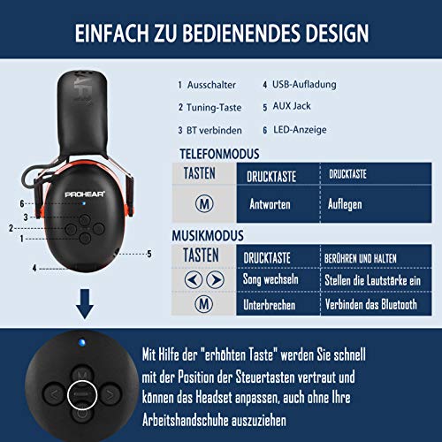 Gehörschutz (Bluetooth) PROHEAR (Upgraded) 037 Bluetooth 5.0