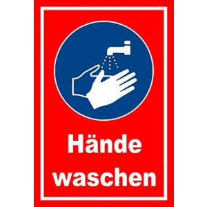 Hände-waschen-Schild Melis Folienwerkstatt Schild – Gebots-Zeichen