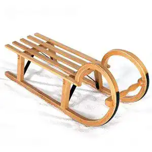 Hörnerschlitten LFK Kinder-Schlitten aus Holz mit Rückenlehne