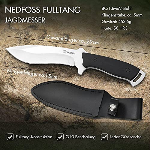Jagdmesser NedFoss Outdoor – Messer mit Echtleder-Etui