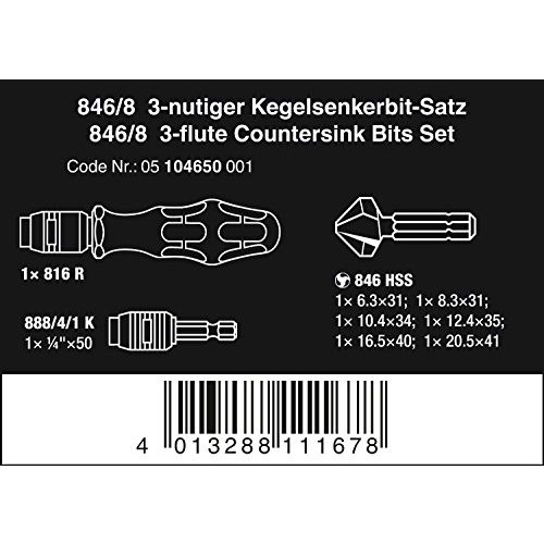 Kegelsenker Wera bit-Satz 846/8, 8-teilig, 05104650001