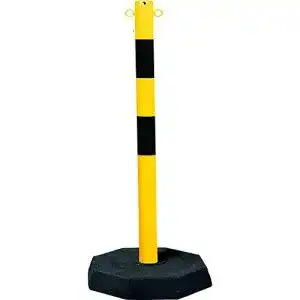 Kettenpfosten ROBUSTO STAHL, feuerverzinkt, gelb/schwarz, 100 cm