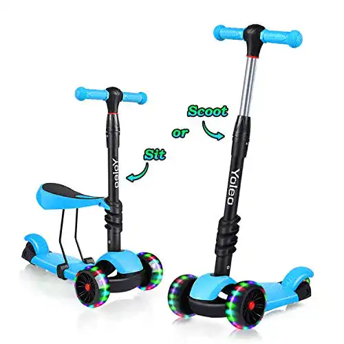 Kinderroller YOLEO 3-in-1 Kinder Roller Scooter Abnehmbarer Sitz