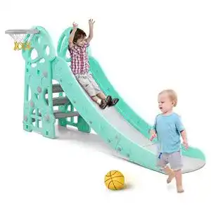 Kinderrutsche Bamny Rutsche Kinder Fun-Slide mit Basketballkorb