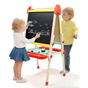 Kindertafel TOP BRIGHT Standtafel Holz, mit Kreide und Magnet