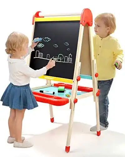 Kindertafel TOP BRIGHT Standtafel Holz, mit Kreide und Magnet