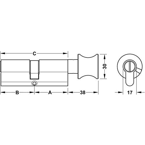 Knaufzylinder JUVA Profil- WC Schließzylinder 35/35 – Econo