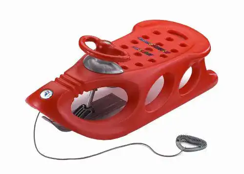 Lenkschlitten KHW Kinder Rodel, rot, 110x47x25 cm