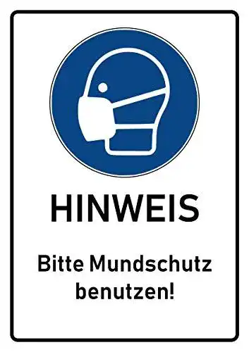 Maskenpflicht-Schild BilderKing Corona Virus Hinweis-Schild A5