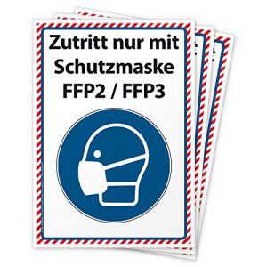 Maskenpflicht-Schild FFP2 3 Aufkleber Maskenpflicht DIN A4