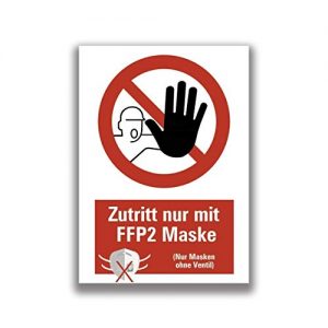 Maskenpflicht-Schild FFP2 MBS-SIGNS Aufkleber Warnung 40×56 cm