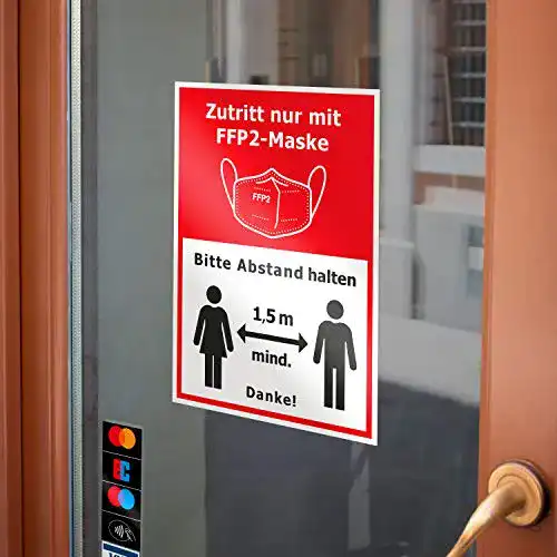 Maskenpflicht-Schild FFP2 PrintAttack P034 | Aufkleber 2er Set FFP2