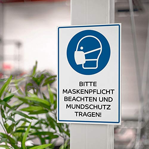 Maskenpflicht-Schild geschenke-fabrik Hinweis-Schild 300×200 mm
