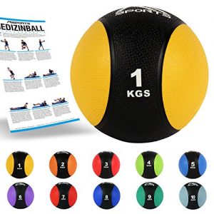 Medizinball MSPORTS 1 kg – Professionelle Studio-Qualität
