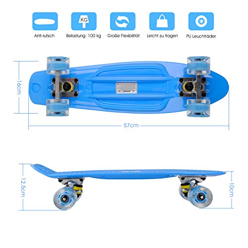 Mini-Longboard hausmelo Skateboard Mini Cruiser Retro Board