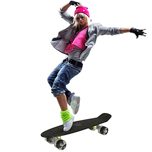 Mini-Longboard WeSkate 22″ Kinder Retro Skateboard LED-Blitz
