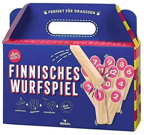 Mölkky Moses 92110 Finnisches Wurfspiel | Outdoor Spiel Naturholz