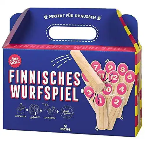 Mölkky Moses 92110 Finnisches Wurfspiel | Outdoor Spiel Naturholz