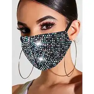 Mundschutz mit Glitzer Handcess Sparkly Crystal Mesh Mask Glitter