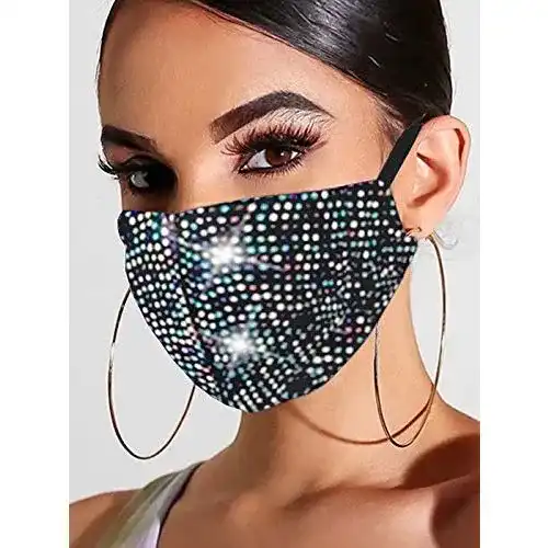 Mundschutz mit Glitzer Handcess Sparkly Crystal Mesh Mask Glitter