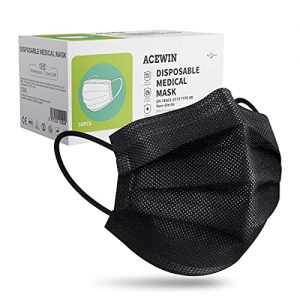 Mundschutz schwarz Acewin 50 × Medizinische Masken, Type IIR