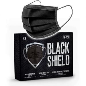 Mundschutz schwarz BLACK SHIELD -CE Zertifiziert Schwarz 50 Stück